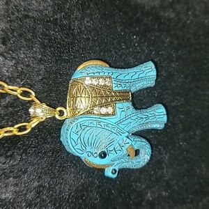 Gold Tone Necklace With Elephant Charm